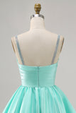 Sparkly Fuchsia Satin Ruched Short Homecoming Dress with Beading
