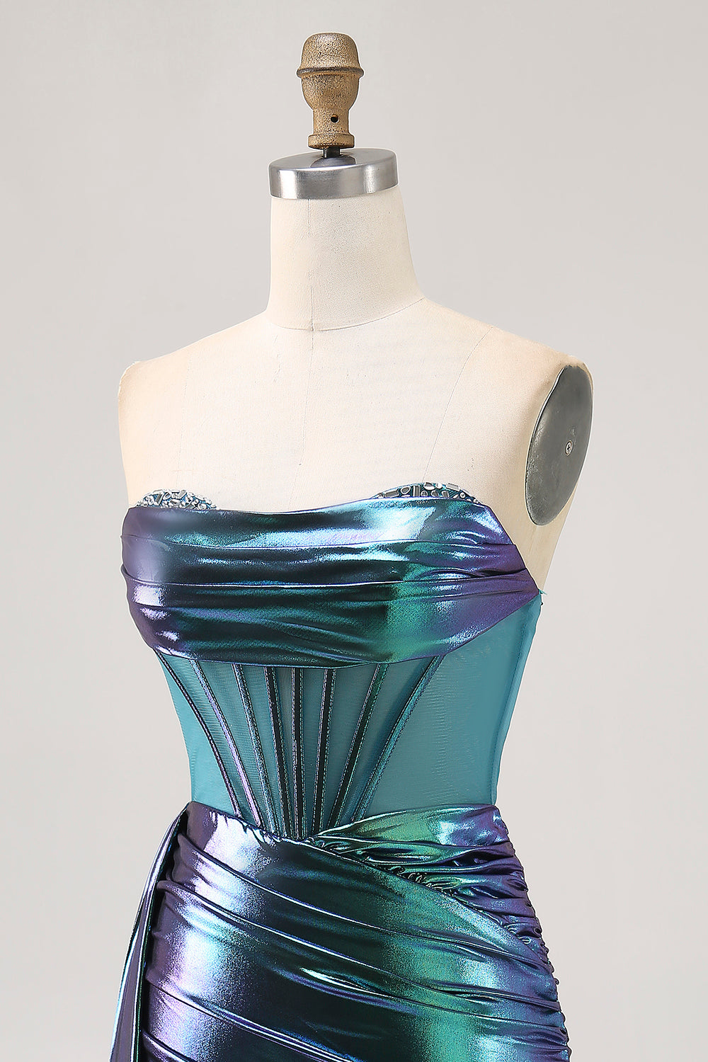 Sparkly Green Metallic Corset Tight Short Homecoming Dress with Ruffles