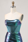 Sparkly Green Metallic Corset Tight Short Homecoming Dress with Ruffles