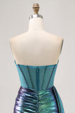 Sparkly Green Metallic Corset Tight Short Homecoming Dress with Ruffles