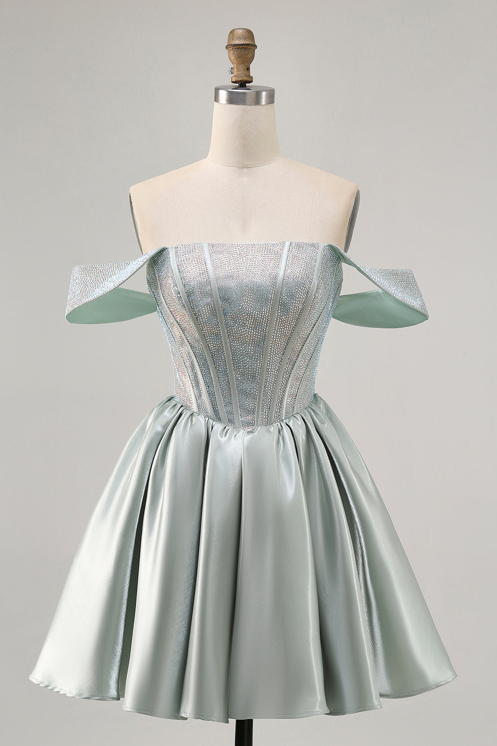 light green satin dress short Light Green Satin Lace Applique Short Prom Dress, Cute Homecoming Dress Custom Size / Green
