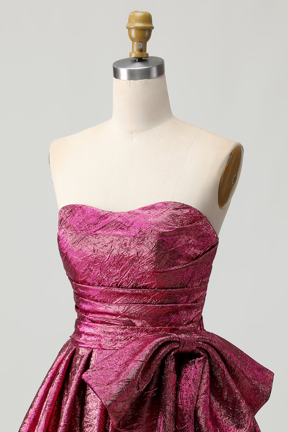 Zapakasa Women Dark Purple Metallic Short Homecoming Dress with Bow A Line Strapless Cocktail Dress Zapakasa Women Dark Purple Metallic Short Homecoming Dress with Bow A Line Strapless Cocktail Dress