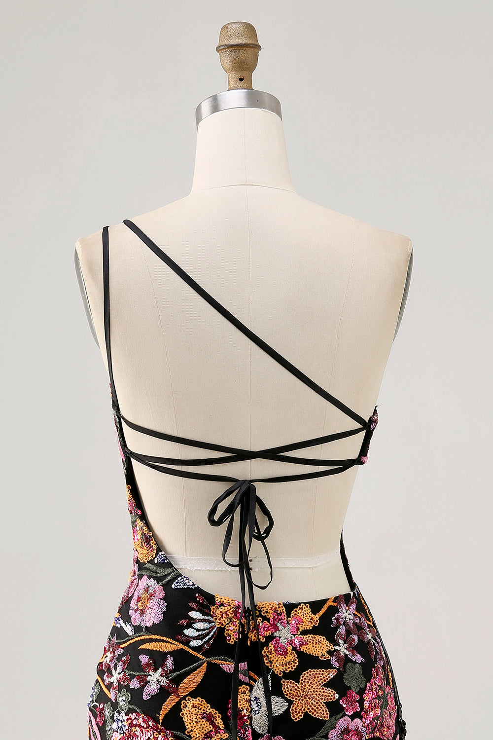 Sparkly Black Sequin Floral Short Homecoming Dress with Embroidery