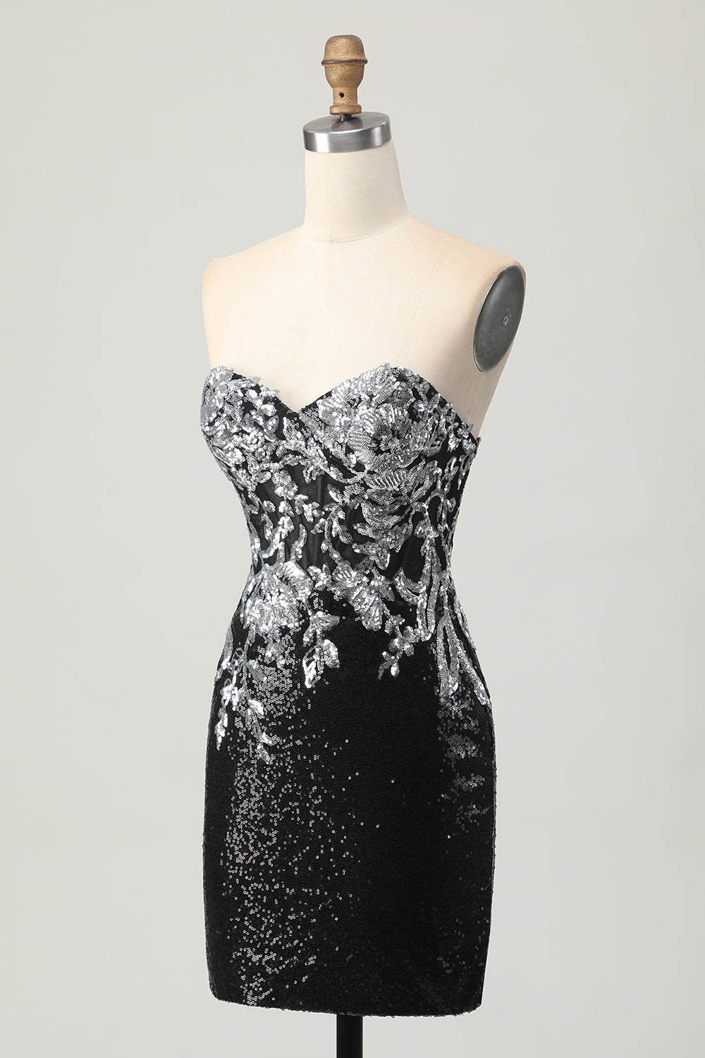 black and silver tight dress Black and Silver Sequin Dress - Tie-Strap Dress - Mini Dress