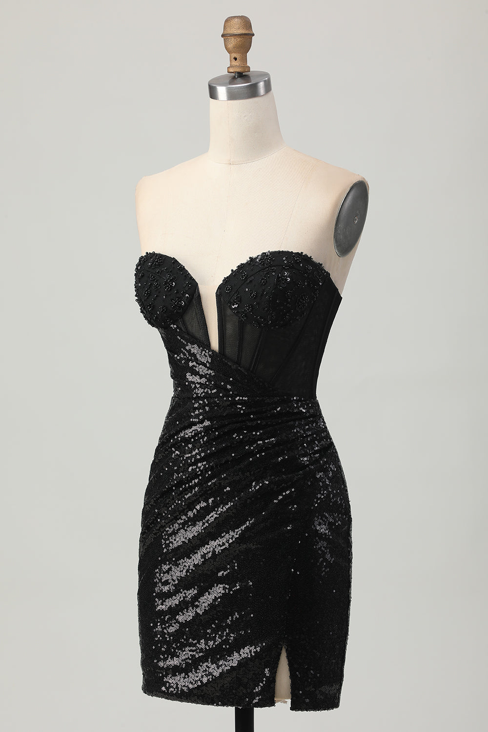 Sparkly Black Sequins Sweetheart Tight Short Homecoming Dress