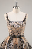 Sparkly Black and Apricot Sequin Tiered Short Homecoming Dress