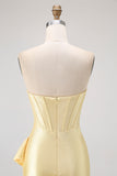 Sparkly Yellow Corset Sweetheart Short Homecoming Dress with Beading