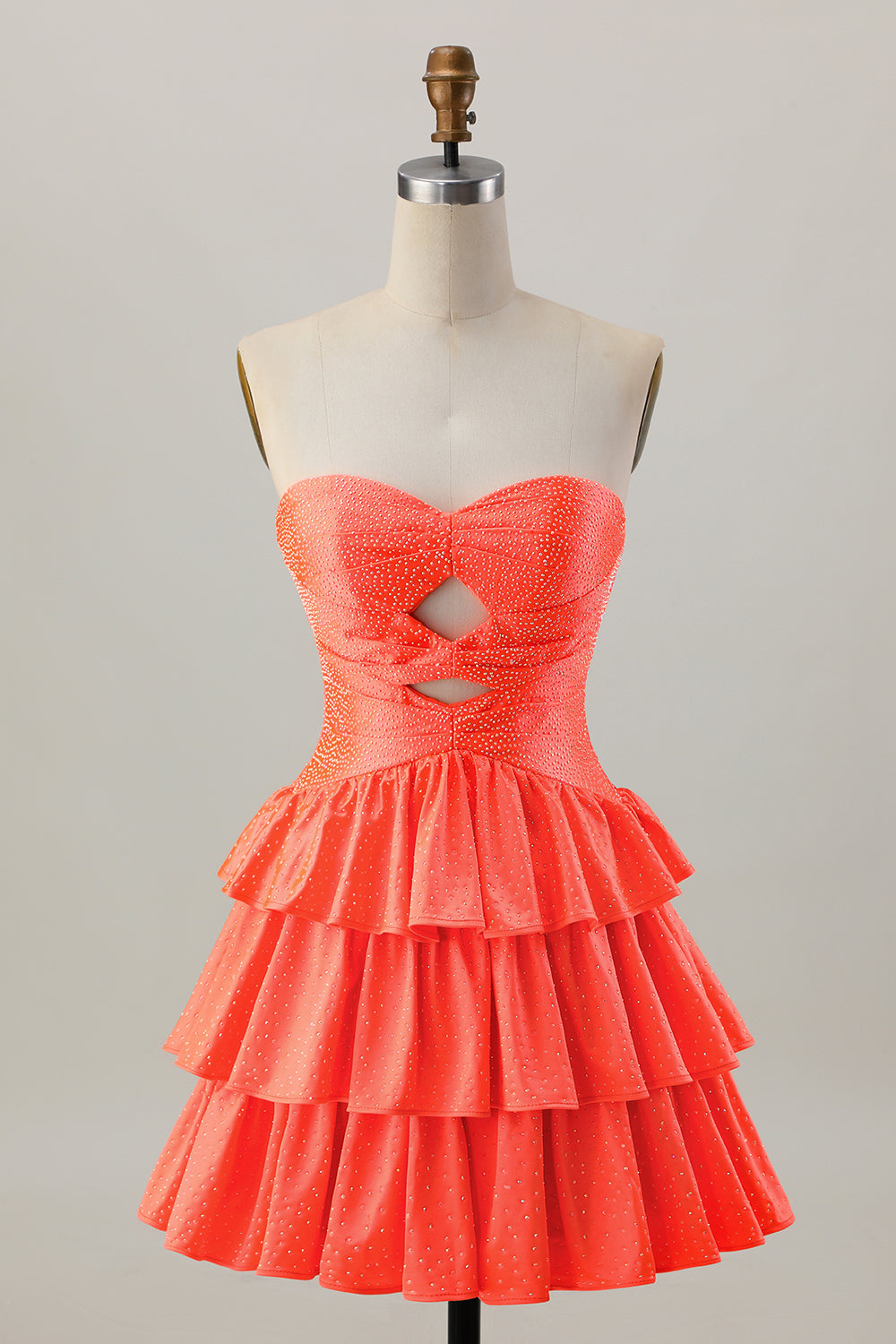Zapakasa Women Sparkly Orange Short Homecoming Dress Ruffled Tiered Beaded Cut Out Strapless A Line Lace Up Back Cocktail Dress Zapakasa Women Sparkly Orange Short Homecoming Dress Ruffled Tiered Beaded Cut Out Strapless A Line Lace Up Back Cocktail Dress