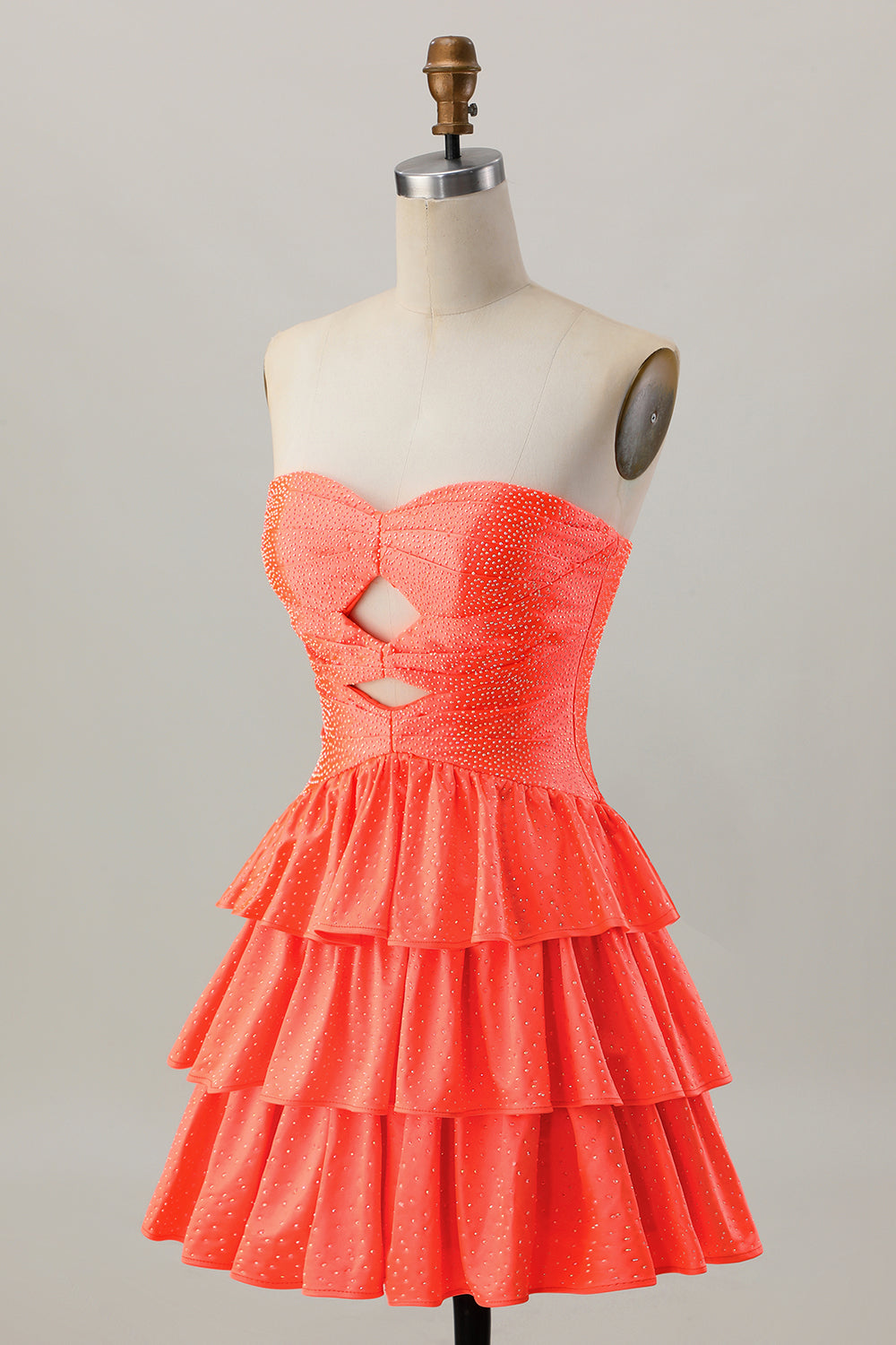 Zapakasa Women Sparkly Orange Short Homecoming Dress Ruffled Tiered Beaded Cut Out Strapless A Line Lace Up Back Cocktail Dress Zapakasa Women Sparkly Orange Short Homecoming Dress Ruffled Tiered Beaded Cut Out Strapless A Line Lace Up Back Cocktail Dress