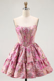 Blush Corset A Line Fluffy Short Homecoming Dress