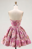 Blush Corset A Line Fluffy Short Homecoming Dress