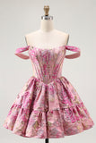 Blush Corset A Line Fluffy Short Homecoming Dress