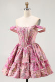 Blush Corset A Line Fluffy Short Homecoming Dress