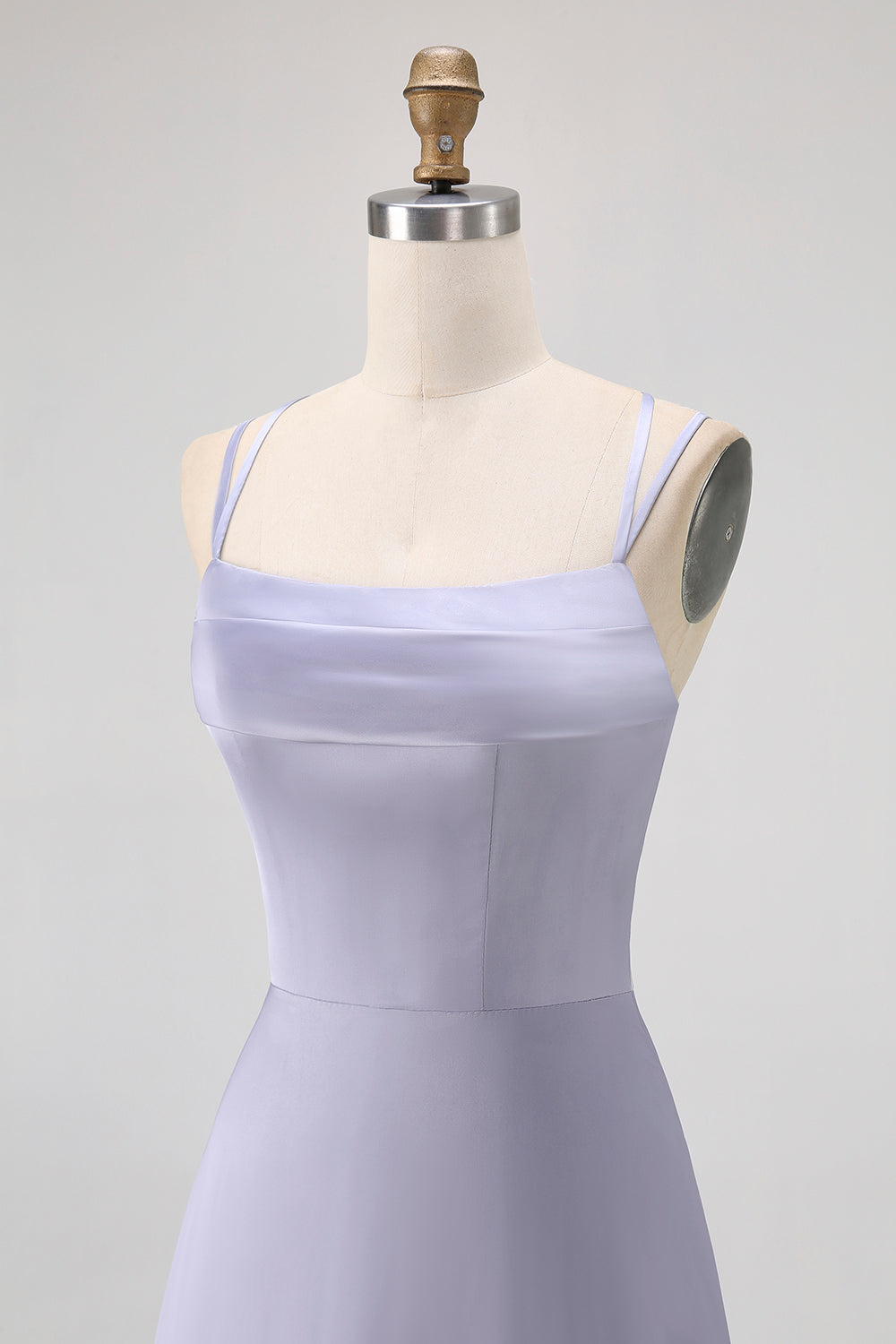 Dusty Blue Spaghetti Straps Long Satin Bridesmaid Dress
