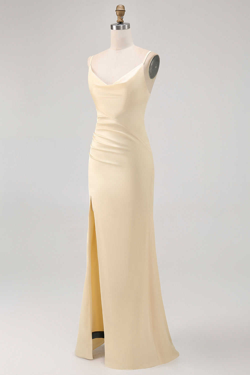 Daffodil Mermaid Ruched Long Wedding Guest Dress with Slit