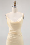 Daffodil Mermaid Ruched Long Wedding Guest Dress with Slit