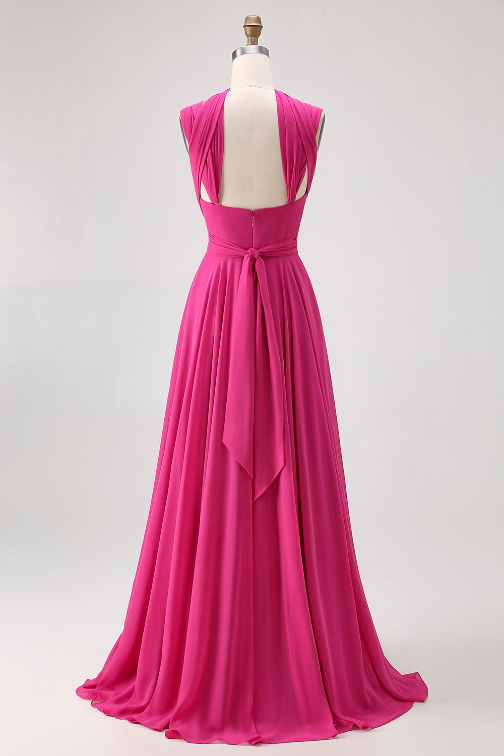 Blush Pink Chiffon Long A Line Bridesmaid Dress with Slit