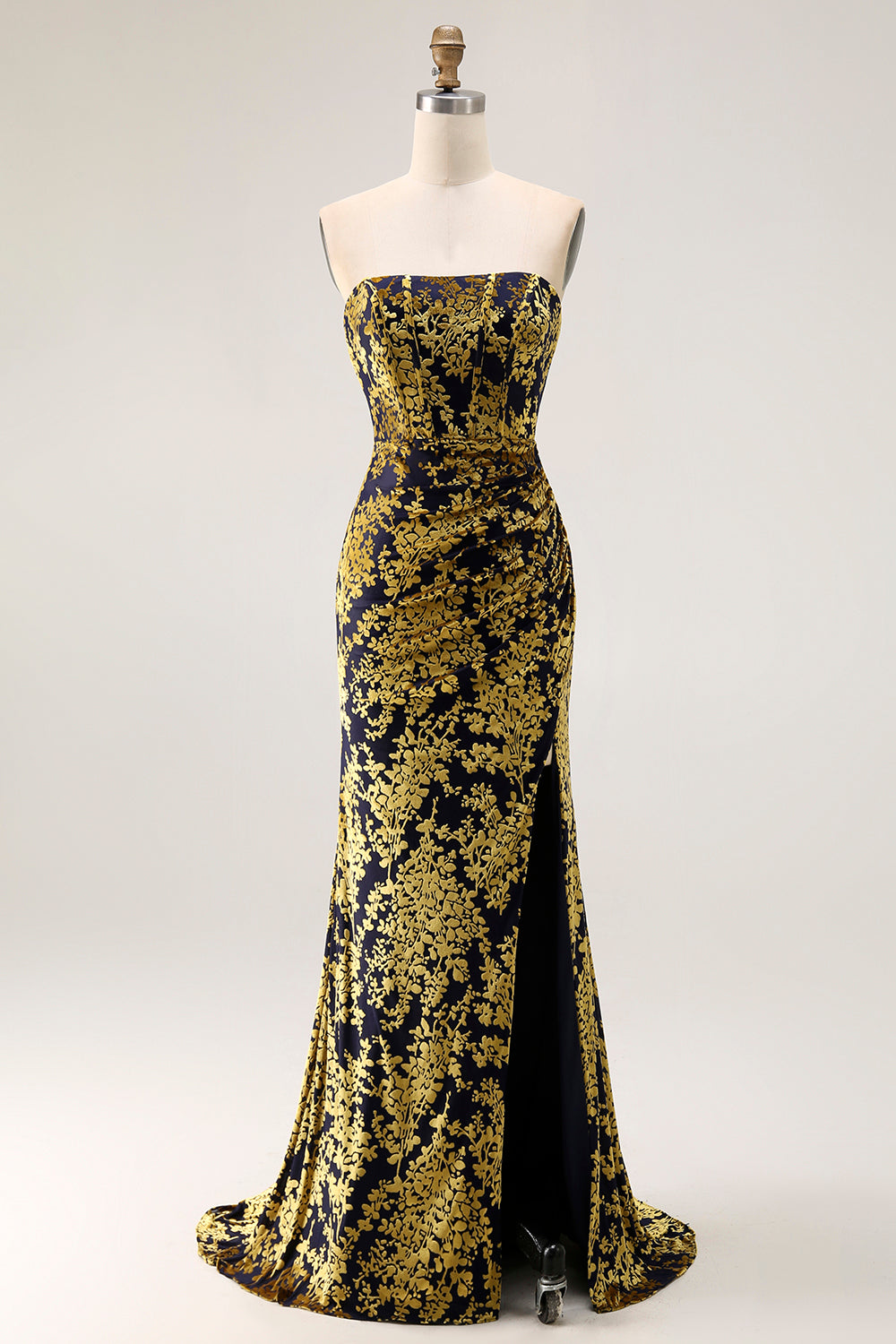 Peacock Green Velvet Mermaid Corset Long Wedding Guest Dress with Slit