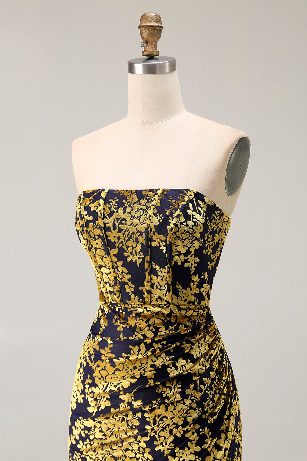 Peacock Green Velvet Mermaid Corset Long Wedding Guest Dress with Slit