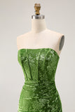 Peacock Green Velvet Mermaid Corset Long Wedding Guest Dress with Slit