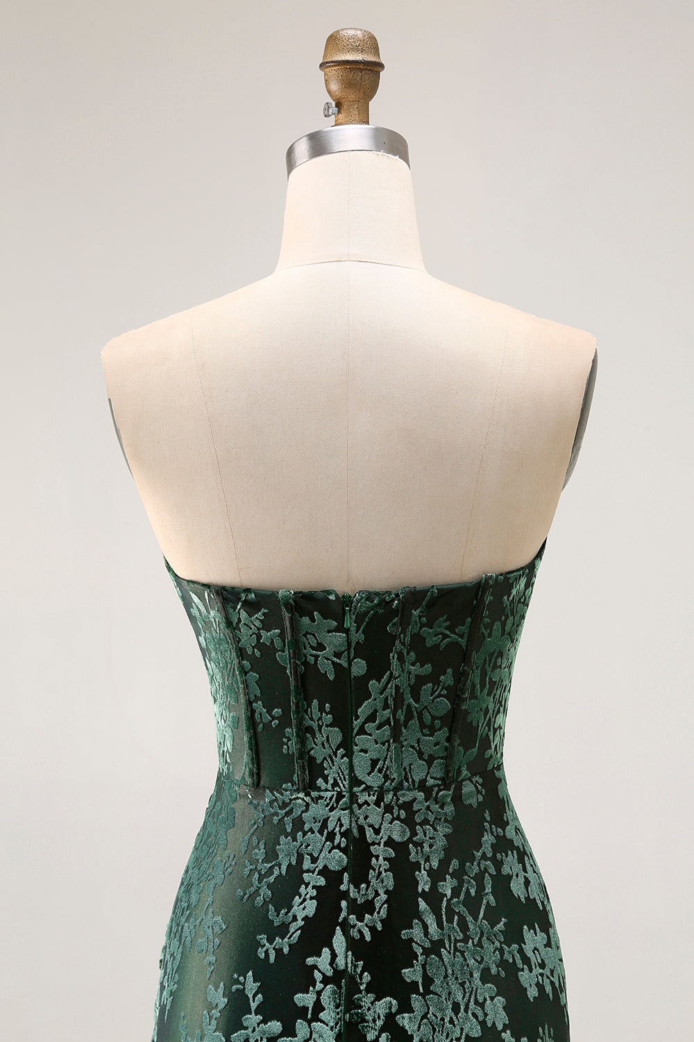 Peacock Green Velvet Mermaid Corset Long Wedding Guest Dress with Slit