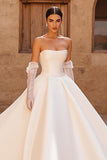 Ivory Ball Gown Strapless Satin Wedding Dress