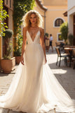 Ivory Mermaid Sweep Train Wedding Dress with Appliques