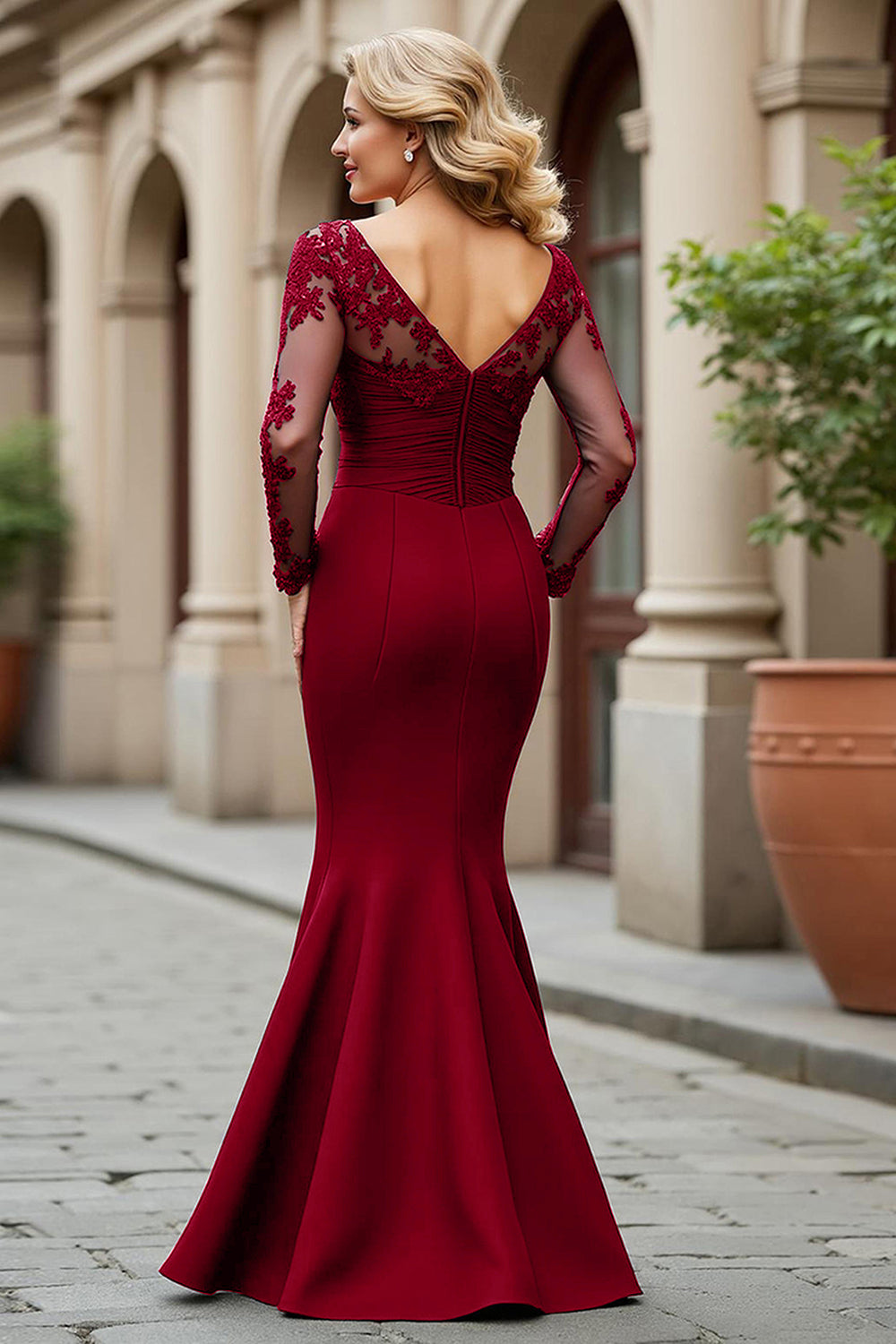 maroon long sleeve mermaid dress Tina Holly Couture TA139 Burgundy Sequin Long Sleeve Mermaid Formal Dress Burgundy / 8 AUS