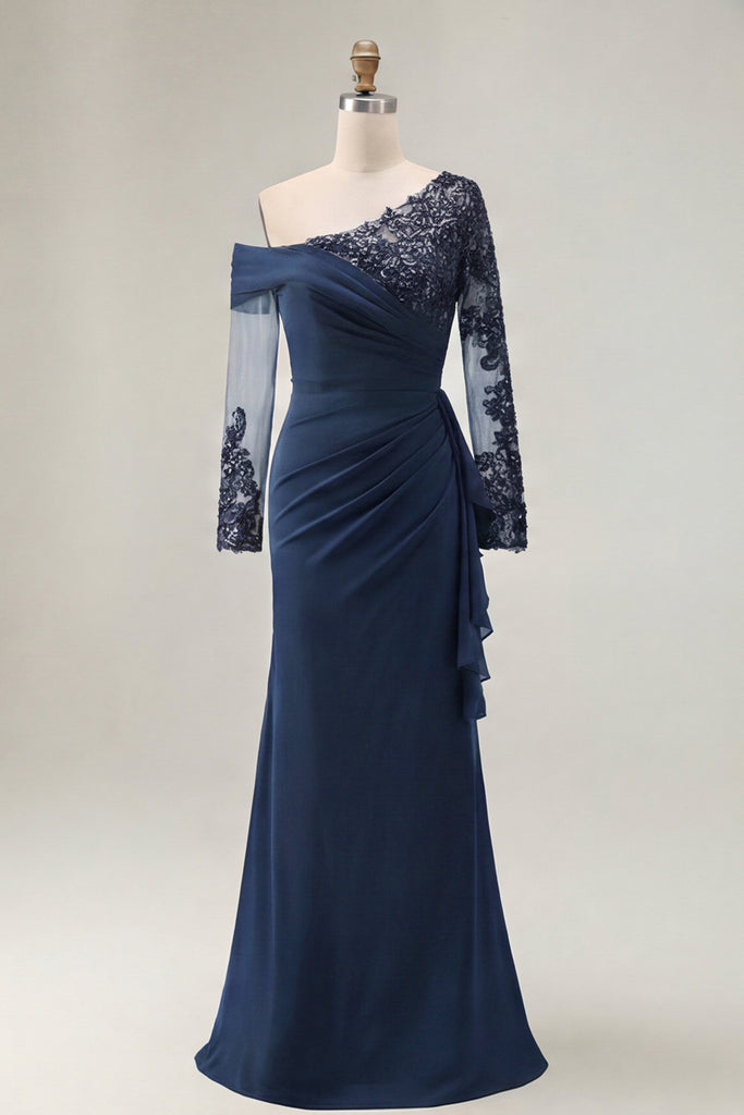 Zapakasa Women Black Sheath Long Sleeves Mother of the Bride Dress with