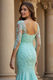 Light Green Corset Mermaid Chiffon Long Prom Dress with Lace