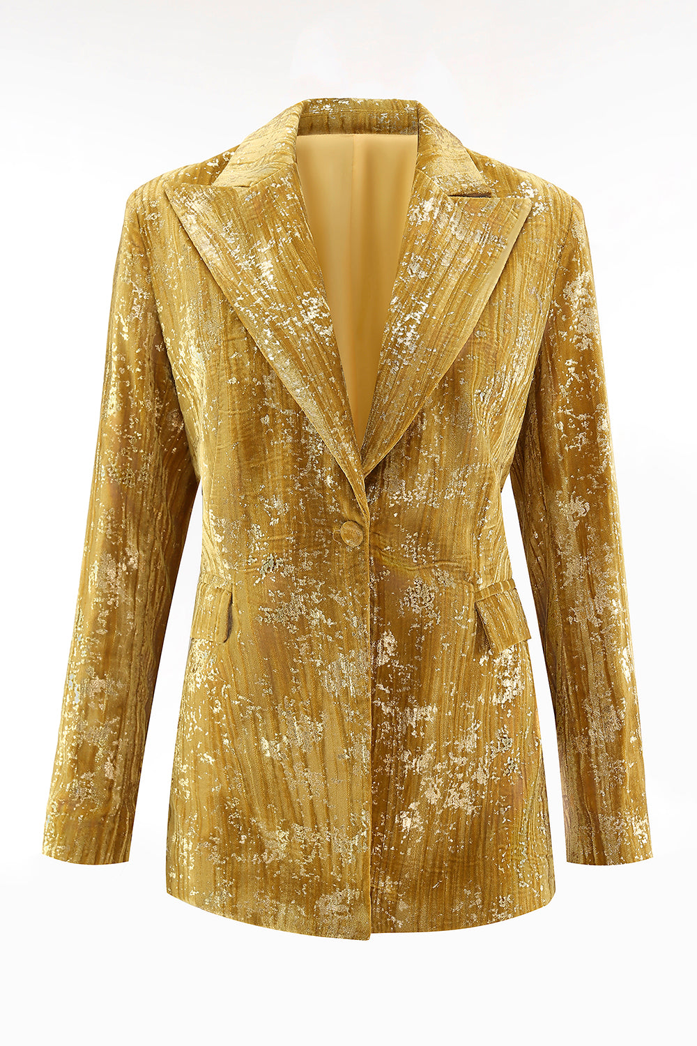 Sparkly Yellow 2 Piece Notched Lapel Women Prom Suits