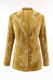 Sparkly Yellow 2 Piece Notched Lapel Women Prom Suits