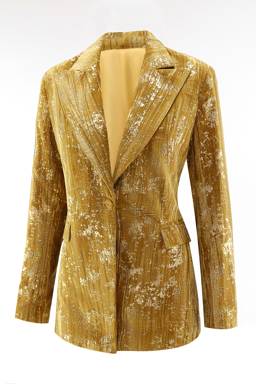 Sparkly Yellow 2 Piece Notched Lapel Women Prom Suits