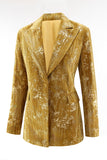 Sparkly Yellow 2 Piece Notched Lapel Women Prom Suits