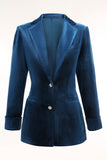 Peacock Blue 2 Piece Velvet Notched Lapel Women Prom Suits