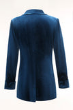 Peacock Blue 2 Piece Velvet Notched Lapel Women Prom Suits