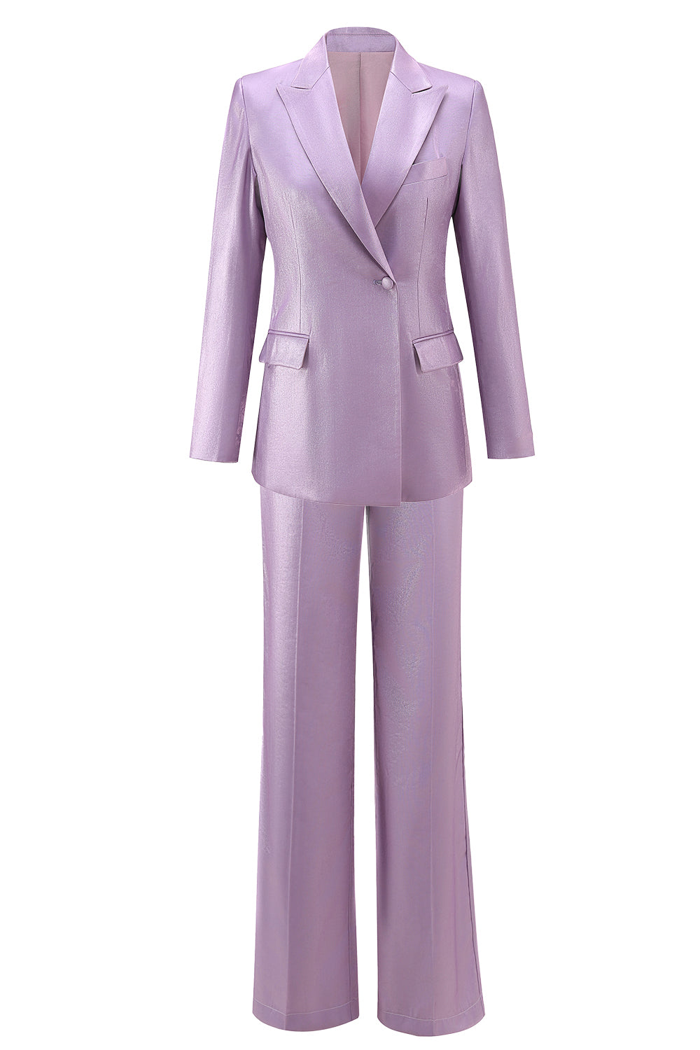 Wisteria 2 Piece Satin Peak Lapel Women Prom Suits