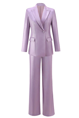 Wisteria 2 Piece Satin Peak Lapel Women Prom Suits