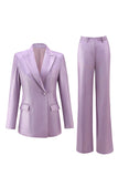 Wisteria 2 Piece Satin Peak Lapel Women Prom Suits