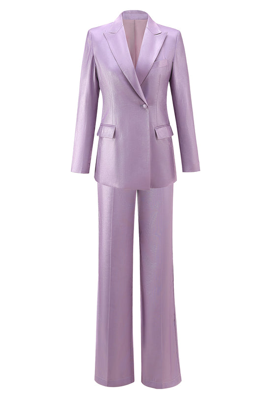 Wisteria 2 Piece Satin Peak Lapel Women Prom Suits