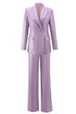 Wisteria 2 Piece Satin Peak Lapel Women Prom Suits