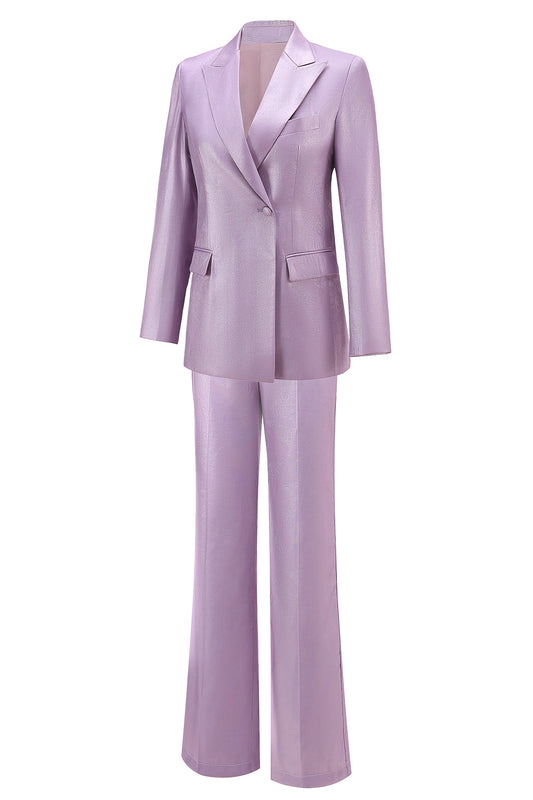 Wisteria 2 Piece Satin Peak Lapel Women Prom Suits