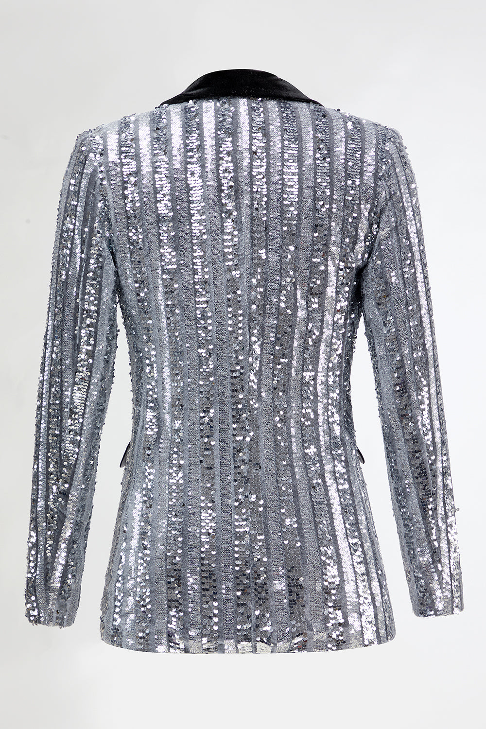 Sparkly Silver 2 Piece Sequin Peak Lapel Women Prom Suits