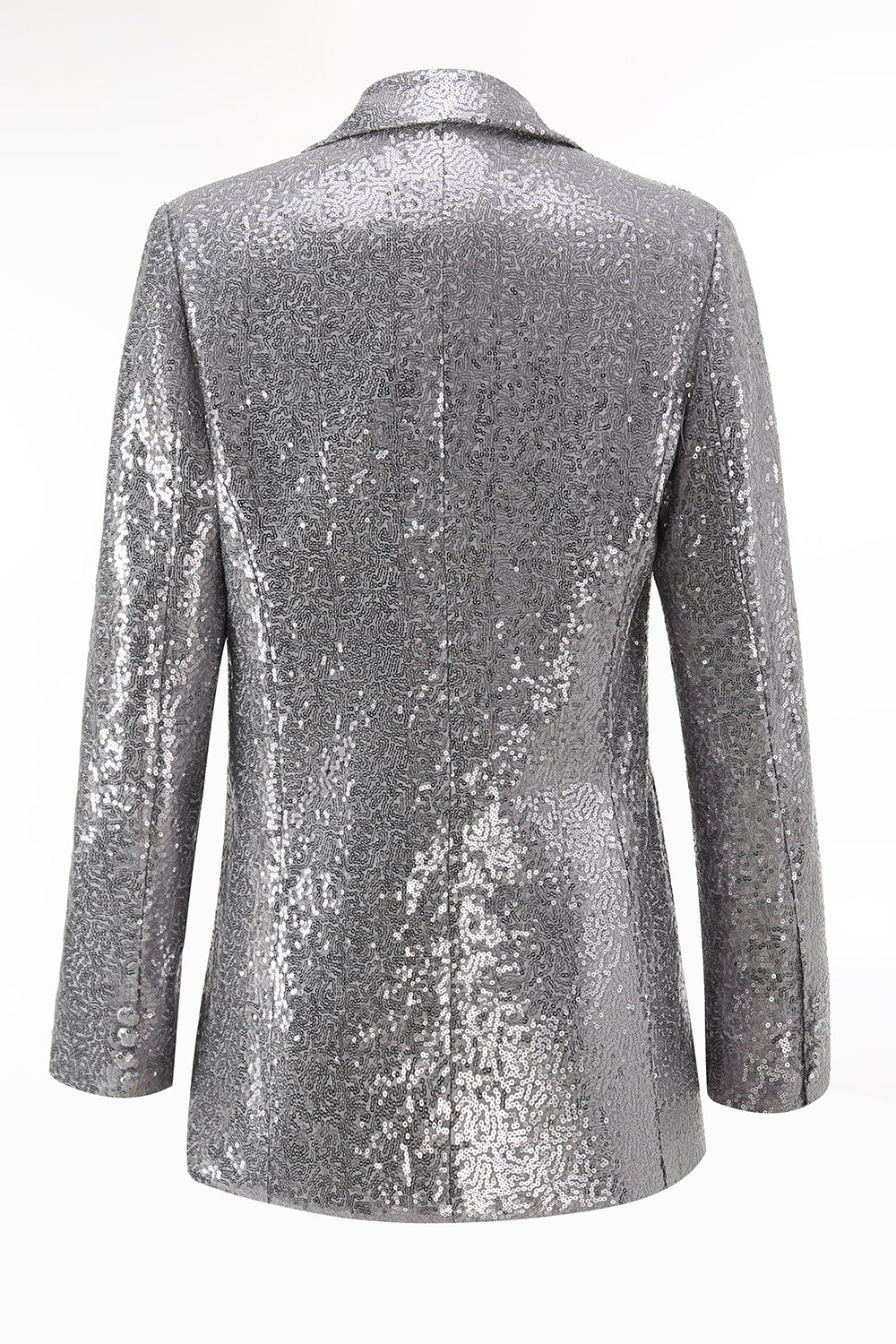 Sparkly Silver Notched Lapel 2 Piece Sequin Women Prom Suits