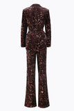 Sparkly Coffee 2 Piece Sequin Peak Lapel Women Prom Suits with Sash