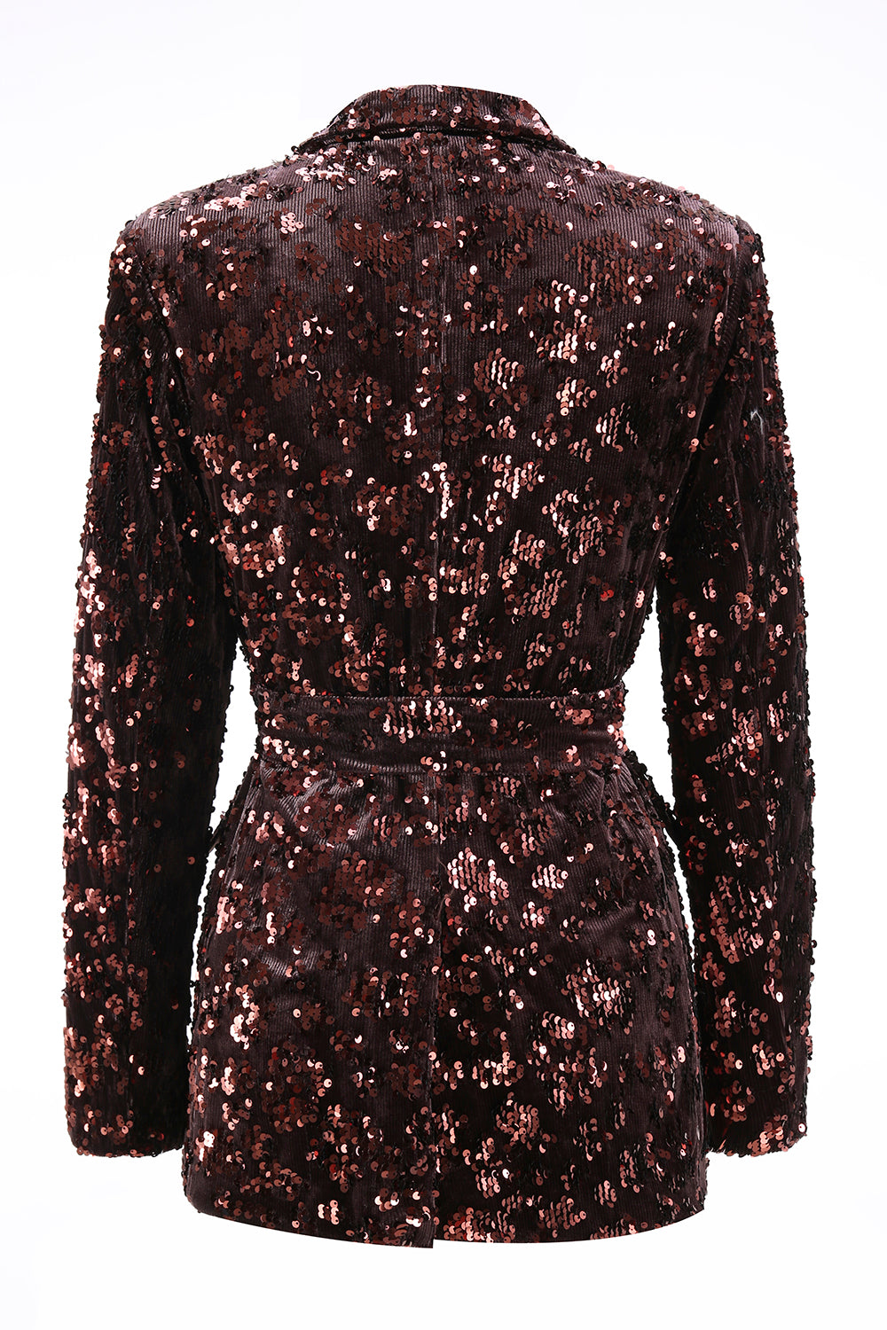 Sparkly Coffee 2 Piece Sequin Peak Lapel Women Prom Suits with Sash