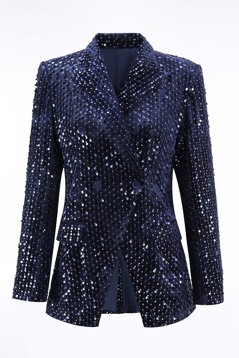 Sparkly Navy Sequins 2 Piece Peak Lapel Women Prom Suits