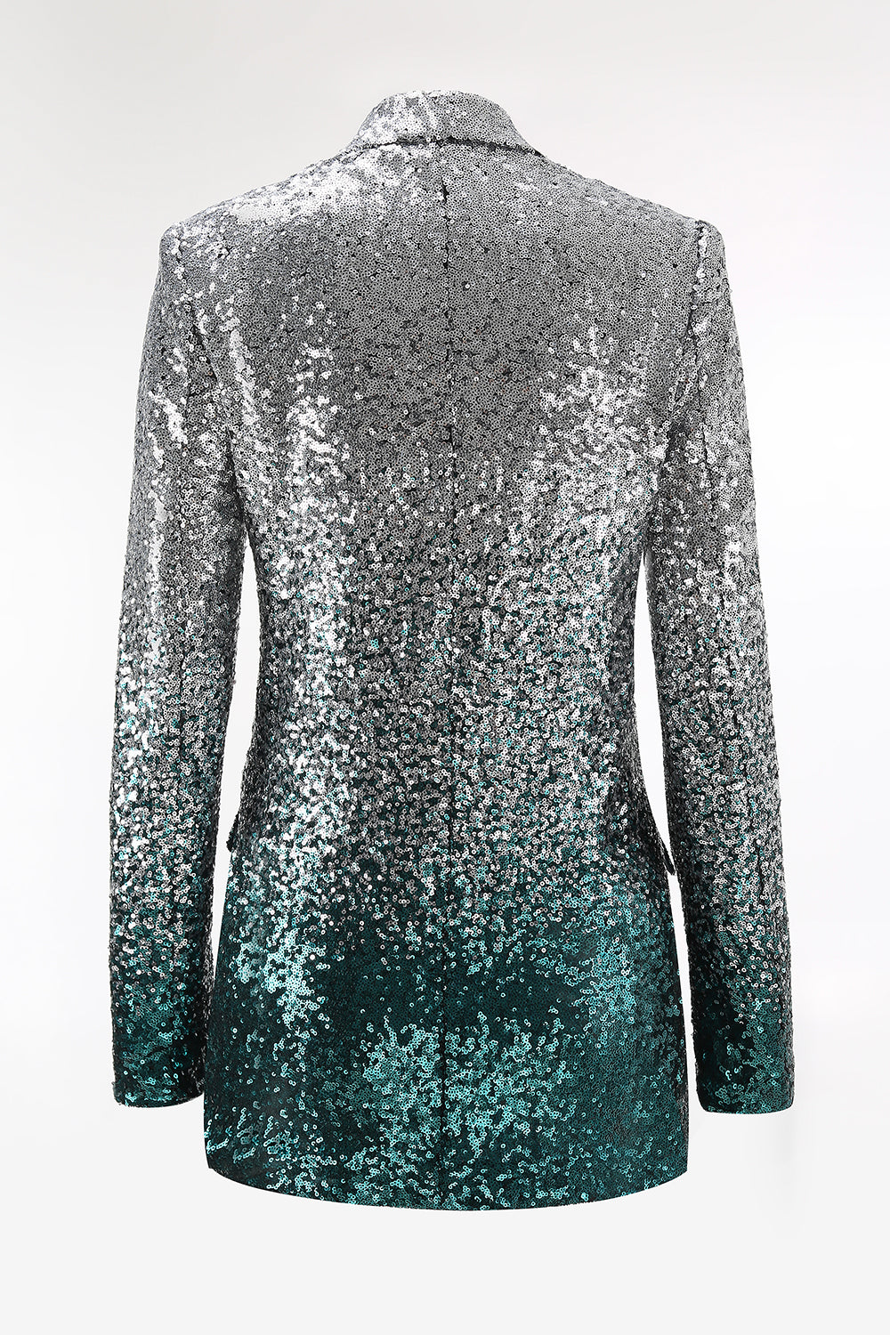 Sparkly Silver and Peacock 2 Piece Sequin Women Prom Suits
