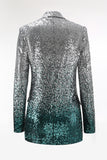 Sparkly Silver and Peacock 2 Piece Sequin Women Prom Suits