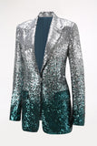 Sparkly Silver and Peacock 2 Piece Sequin Women Prom Suits